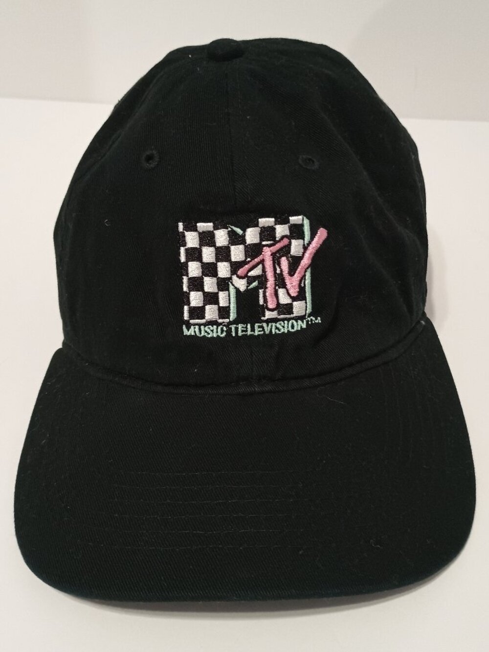 Vintage MTV Music Television Black Embroidered Logo Baseball Cap Hat